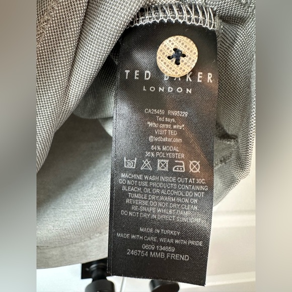 Ted Baker Mens Frend Short Sleeve Woven Collar Polo Green (Size 3=M) - Picture 5 of 7